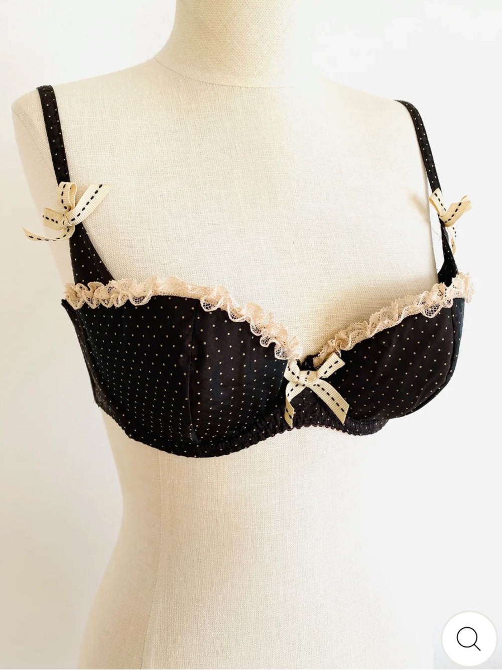 Agent Provocateur Brown Cream Polka Dot Lace Balconette Bra 36C Y2K